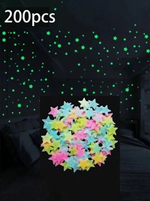 100 pezzi Stelle luminescenti, adesivi fluorescenti da parete e soffitto a forma di stelle, per rendere la camera da letto scintillante come il cielo notturno, decorazioni per camera da letto, decorazioni per la casa, adesivi luminescenti, adesivi luminosi - Multicolore - Visualizzare 4