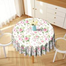 1 块花卉数码印花圆形桌布，适合春夏季日常室内外装饰