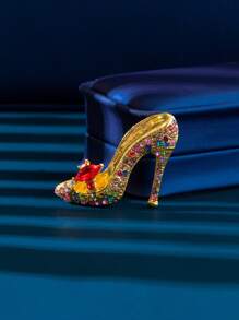 1pc Rhinestone Embellished High Heel Shoe Design Brooch Pin, Women Fashion Minimalist Luxury Accessory - Multicolor - View 5