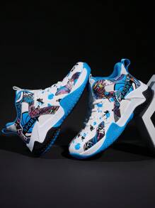 Zapatillas de baloncesto para niños, zapatillas deportivas para niños, zapatillas de baloncesto antideslizantes para adolescentes, zapatillas de senderismo resistentes al desgaste y casuales, adecuadas para todas las estaciones - Azul - Ver 8