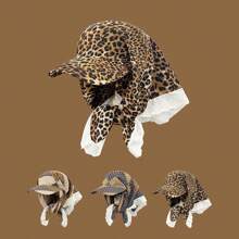 1pc Unisex Quick-Drying Leopard Diamond Lace Brim Cap Headwear Bandana Scarf Face Cover, Multifunctional Outdoor UV Protection Neck Gaiter Suitable For Hiking, Cycling, Casual, Beach, Daily Use