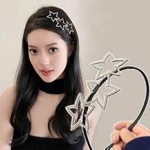 1 件锌合金银星发夹头带，优雅发饰，5 点星形发夹，2025 年新款女士设计
