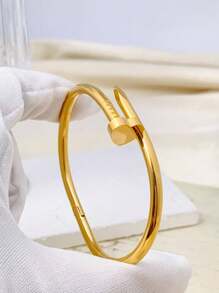 1 pieza Brazalete elegante y personalizado de acero inoxidable con diseño de trébol de cuatro hojas, adecuado para uso diario o de fiesta para mujeres, también es un gran regalo para festividades