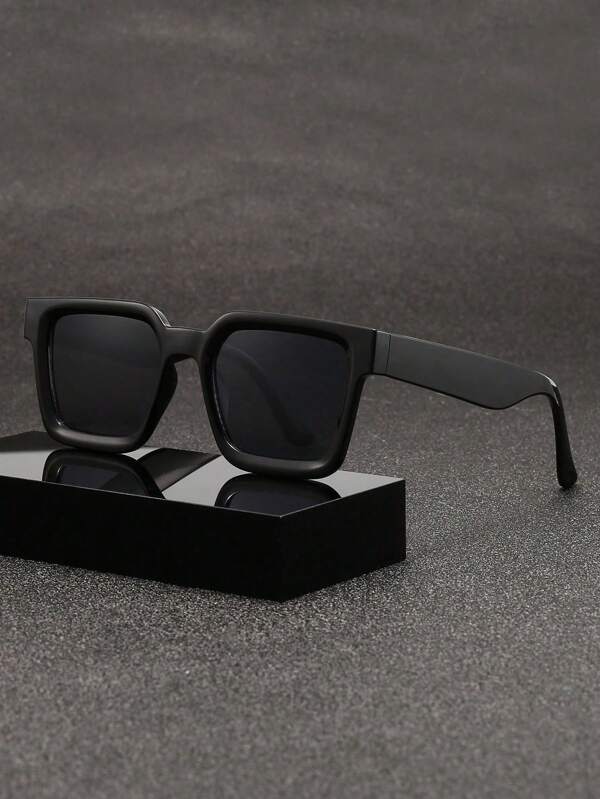 1pc Fashionable Square Frame Black Fashion Glasses, Cool Style For Men And Women, Summer Beach