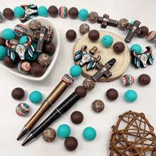 25/40/60pcs Royal Highland Cow Silicone Bead Kit, Suitable For DIY Crafts, Bracelets, Keychains And Jewelry Making - Silicone Material, Assorted Shapes And Sizes, Fashionable Animal Designs, Versatile Craft Kit - Retro Bull Head Set - View 4