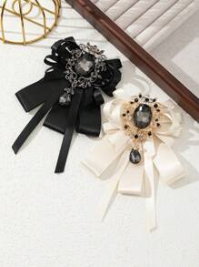 1 件优雅花卉设计创意面料水钻镶嵌金属合金女士胸针，奢华珠宝胸针，约会礼物，适合日常佩戴 - 經典 - 查看 3