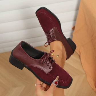 Ladies Casual Loafers, Low Heel Formal Shoes, Slip-On, Burgundy Leather Shoes