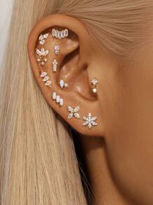 1PC 925 Sterling Silver Opal Marquise Water Drop Flat Back Cartilage Tassel Helix Piercing Fine Jewelry For Daily Wear Wedding Party Engagement Anniversary Valentine's Day