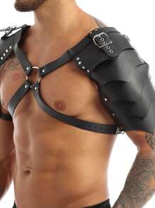 中世纪双肩甲、骑士紧身衣胸甲、战士派对服装、PU 皮革配饰、万圣节主题角色扮演道具、化妆舞会用品