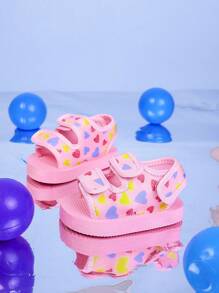 Kids Girls' Cute Foamed Slippers, Fashion Versatile Daily Wear, Adjustable Strap, Lightweight Breathable Non-Slip Sandals - Pink - View 8