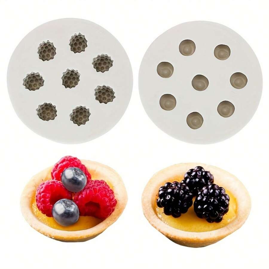 3D Blueberry & Raspberry Silicone Mold For DIY Crafts - Versatile Liquid Resin Casting Tool For Plaster, Clay Decorations - Multicolor - View 1