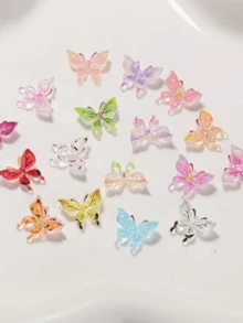 50 件发光蝴蝶图案美甲装饰 DIY 指甲饰 指甲宝石 美甲用品 母亲节礼物