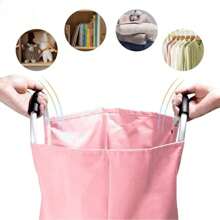 95L 超大洗衣篮，带高挂架，折叠式洗衣篮，采用 100% 涤纶面料制成，适用于卧室、壁橱、浴室、宿舍，有多种颜色可供选择，配有坚固的铝制手柄和柔软的泡沫 - 彩色 - 查看 8