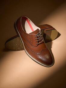 Business Men's Comfortable And Durable Lace-Up Formal Oxford Shoes - Rust Brown - View 4