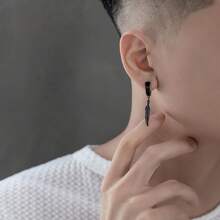 4pcs/Set Punk Hip-Hop Earrings, Men Creative Feather Ear Clips, Stainless Steel Fashion Style Ear Jewelry