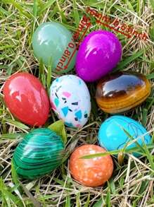 20 件天然抛光石蛋形水晶，DIY 设计，非常适合女性和男性的复活节装饰复活节礼物随机