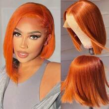 Ginger Lace Front Wigs Bob Wig 13x4 Frontal Glueless Wigs Human Hair Pre Plucked, Color #350 Bob Ginger Wig HD Lace Front Wigs Human Hair Wigs For Women 200% Density Ready To Wear HD Lace Front Wig And GO Shoping - S350 - Xem 3