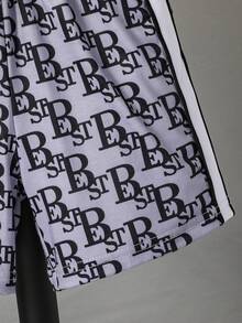 Tween Jungen Set mit kurzärmligem T-Shirt und Shorts mit Buchstabengrafik - Weiss - Übersicht 6