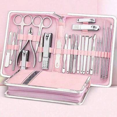 Juego de 11 piezas con estuche con cremallera, juego multiusos de reparación de uñas, reparación de pies, bolso, organizador, almacenamiento