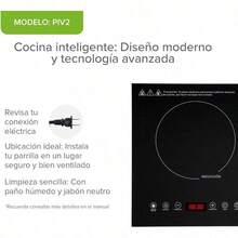 AVERA Parrilla de Induccion Electrica de 2 Zonas 2000W, con Temporizador (Empótrala en Casa o Llévala a cualquier lugar) Seguridad, Pantalla LCD, Controles Touch, Portatil, Ahorro de Energia, PIV2 - Tipo de Enchufe A USA (110-127V) - Ver 5