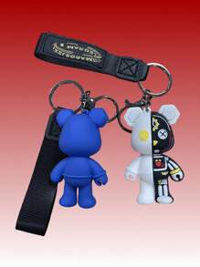 1-2 pièces Porte-clés mécanique de dessin animé d'ours, porte-clés de voiture, pendentif de sac d'école, ornements raffinés, cadeaux personnalisés d'ours, pendentif de sac semi-anatomique d'ours, ornements de couple raffinés de sac d'école et de voiture, cadeaux de récompense pour élèves, poupées et cadeaux d'anniversaire pour enfants, cadeaux surprise préférés de fête, cadeaux de Thanksgiving, du Nouvel An et de vacances