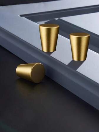 10 piezas Tiradores de puerta de gabinete de un solo orificio, adecuados para gabinetes, armarios, cajones, tocadores, armarios de zapatos, manijas redondas de un solo orificio doradas, material de aleación de zinc, incluidos los tornillos