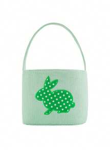 1pc Cute And Fresh Easter Bunny Basket Easter Egg Hunts,Easter Gift Goodie Bags,Easter Party Give Gifts Favor Supplies,Birthday Gift Valentine's Day Gift - Multicolor - View 5