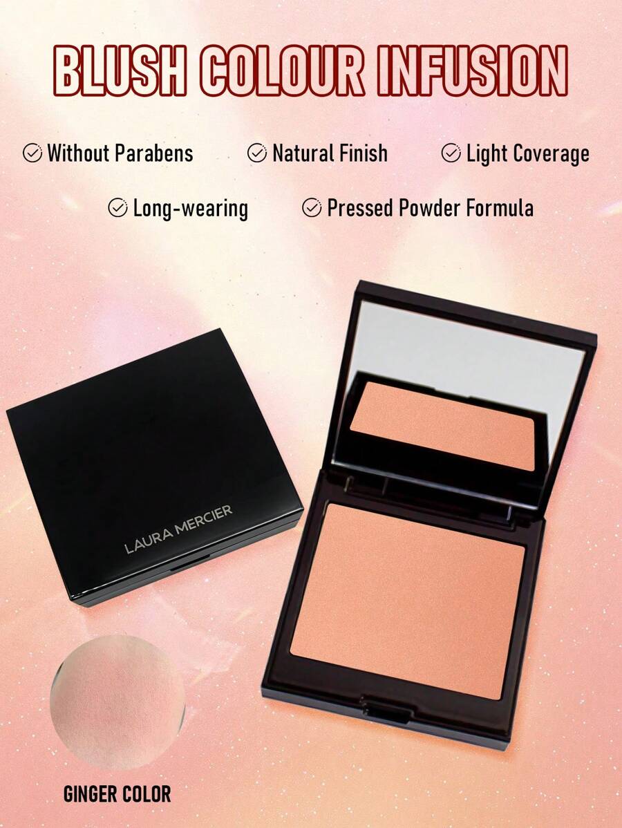 Laura Mercier Blush Colour Infusion #Ginger Color 6g/0.2 Oz | Sheer Pressed Powder Blush For Cheeks | Buildable Formula | Long Lasting Color | Matte Finish - Ginger Color - View 1