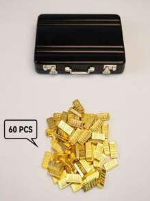 60 件微型金银套装，配有正宗黑色金属手提箱、生动的存钱罐模型、可打开的手提箱设计、收藏品展示套件，是母亲节的最佳礼物 - 彩色 - 查看 9