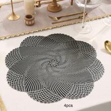 1 pièce/4 pièces/6 pièces Sets de table décoratifs à pétales rotatifs, imperméables, résistants à la chaleur, antidérapants, sets de table en PVC pour la salle à manger, les fêtes, les mariages, la décoration des vacances