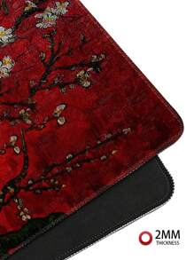1 Pc Red Floral Branch Rubber Anti-Slip Computer/Laptop/Office Desk Gaming Mouse Pad - Red - View 5