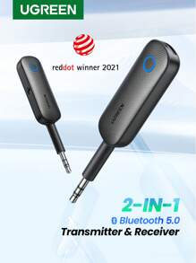 UGREEN Adaptateur Bluetooth 5.0 2-en-1 UGREEN, récepteur et émetteur Bluetooth, adaptateur sans fil 3,5 mm à faible latence pour télévision et système audio domestique