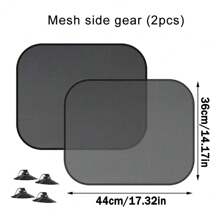 2 paquetes de parasoles de malla para ventanas laterales de coche, ajuste universal, protección UV, aislamiento térmico, cortina protectora solar para el interior del coche, color negro, adecuado para accesorios interiores del automóvil
