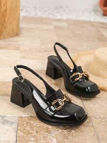 Giày cao gót Mary Jane cỡ lớn dành cho nữ, gót dày, mũi vuông, màu đen, giày công sở, giày dự tiệc, giày cao gót thanh lịch và gợi cảm, có các size nhỏ, tiêu chuẩn và lớn, kiểu dáng thanh lịch. - màu đen - Xem 5