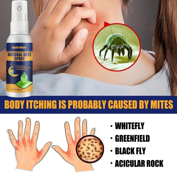 Spray eliminador de ácaros, spray eliminador de ácaros para el hogar, spray eliminador de ácaros a base de hierbas. Apto para usar en ropa de cama, mantas, sofás, armarios, juguetes, cortinas y otros muebles. Compacto y portátil.