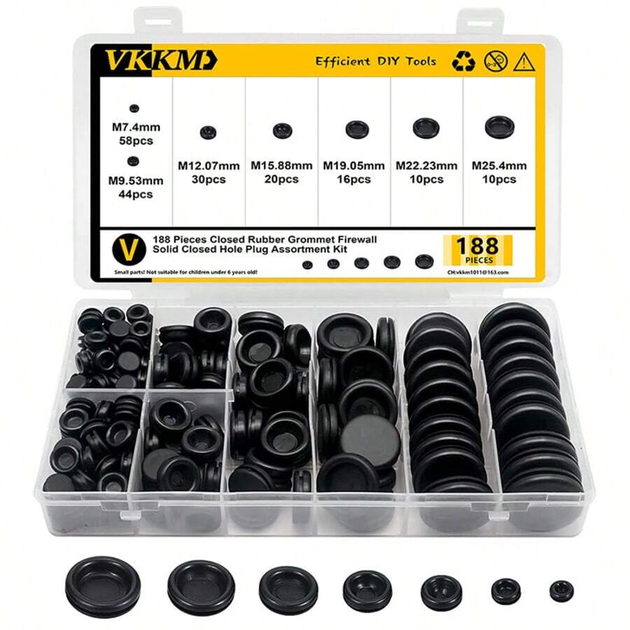 188pcs Round Cable Protect Grommets, Double-Sided Cable Gland Sealing Rings, Dust-Proof Bushing, Home Improvement Tool Accessories
