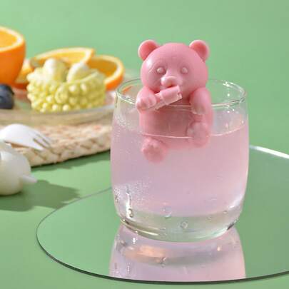 [Hanging Panda Ice Mold]Cute DIY Ice Tray For Milk Tea, Coffee & Frozen Drinks – Silicone Ice Maker For Fun Bear Shapes