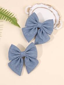 2pcs Blue Hair Bow Clips For Girls,Fabric Hair Bows Clips For Girls,Fashion Alligator Clips Decor Hair Accessories For Girls Gifts - Bow Hairpin - View 3