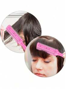 3件套剃须刀梳子套装，理发剪梳，双刃剃刀，头发打薄梳，长款精细造型工具（绿色、紫色、粉色），美发造型工具及发饰