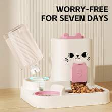 1pc Ceramic Dual-Bowl Cat Lover And Cat Mom Love & Dog Lover And Dog Mom Love Feeding Dish With Automatic Cat/Dog Lover Gift And Dog/Cat Mom Love Pet Food & Water Dispenser - Multicolor - View 5