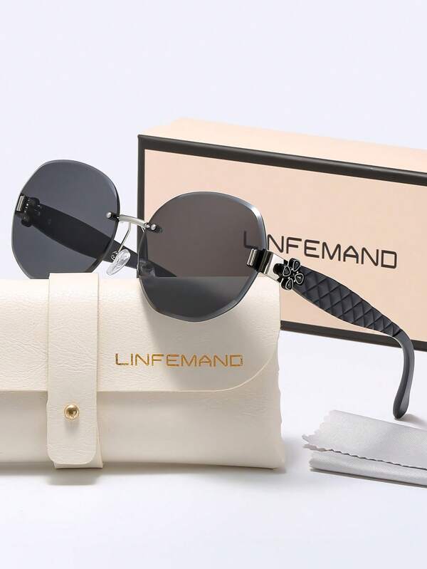 LINFEMAND LINFEMAND Owalna dekoracja Elegancki akcent kwiatowy Modne okulary dla kobiet, odpowiednie na imprezę plażową, salę balową, fotografię uliczną, prezent świąteczny na letnie wakacje na plaży, na zewnątrz, w podróży Odcienie świątyni Dekoracja Elegancki styl Duża rama motyla