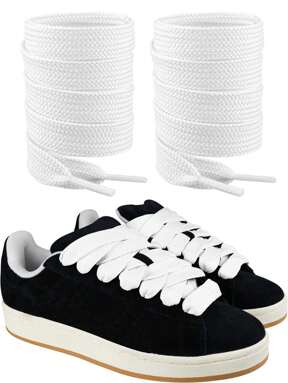 1 Pair White Shoe Laces, 2CM Fat Wide Jumbo Thick Flat Shoe Laces For Campus,(120cm/47.24inch) For Sneakers,Men's And Women's Shoelaces