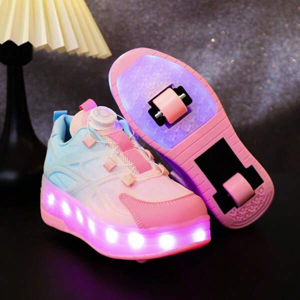 Patines con ruedas y luces LED de 7 colores recargables por USB para niños, niños y niñas, niños y niñas de primaria y secundaria, zapatos deportivos, de running y casuales con ruedas y luces