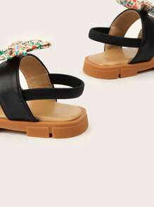1 双厚底舒适百搭花朵可爱时尚凉鞋 - 黑色 - 查看 6