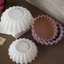 Molde de silicone em formato de flor grande/médio, molde de silicone para vaso de flores ondulado para decoração de casa, molde para tigela de armazenamento
