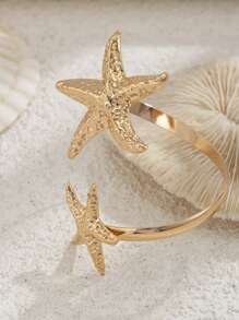 1pc Minimalist Golden Starfish Bracelet Cuff Body Jewelry For Women, Suitable For Daily Wear And Beach Holiday - Multicolor - View 4