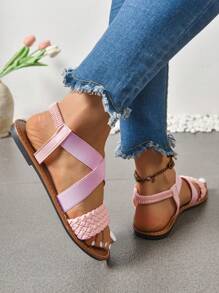 New Spring/Summer Fashion Women Slip-On Slide Slippers, Roman Style Slip-On Sandals In Black, Beige, Brown Colors, Casual Flat Slides, Solid Color Thick Braided Comfortable Beach Sandals, Blogger Recommended Thick Sole Sandals, Summer Beach Shoes, Elegant Buckle Low Heel Round Toe Slides, Odor-Resistant Non-Slip Simple Outdoor Slippers, Versatile Flat Slip-On Women Sandals