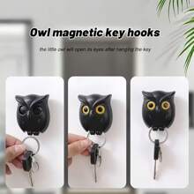 1/3PCS 卡通猫头鹰挂钩，猫头鹰派对礼品，实用礼物，眼睛会切换，有趣的礼物，派对必需品，猫头鹰衣钩，汽车挂钩钥匙扣，冰箱挂钩，派对用品（含双面胶带） - 彩色 - 查看 1
