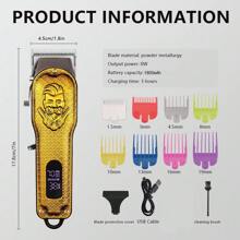 Professional Hair Clipper For Men - Cordless/Corded Hair Clipper, Suitable For Haircut And Grooming, Rechargeable Beard Trimmer, Professional Cordless Men's Hair Clipper, Haircut Kit, Cordless LCD Display Hair Clipper Set, Rechargeable Home Hair Clipper, Professional High-Performance Corded Home Haircut And Grooming Kit - Electric Hair Clipper - Gold - View 9