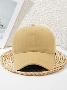 1pc Unisex Wide Brim Stylish Personalized Outdoor Sports Copper Buckle Adjustable Beach Solid Color Casual Street Polyester Patchwork Soft Top Rigid Brim Baseball Cap, Spring/Summer/Autumn/Winter